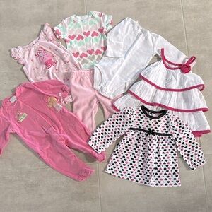 7 Piece Girl's Penelope Mack,Carters, First Moments Mix & Match Bundle-Size 6-9M
